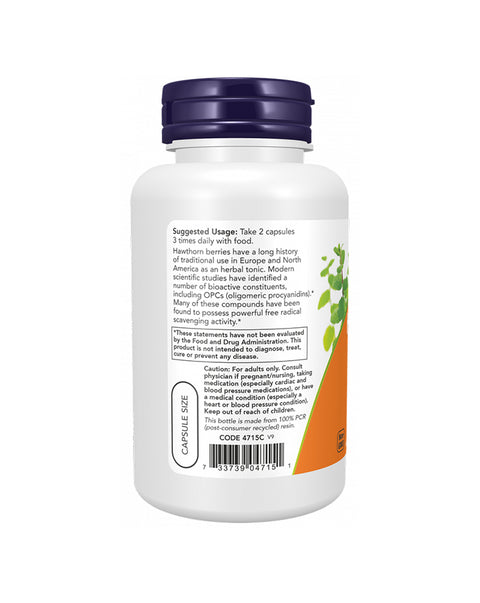 Crataegus Espinheiro Alvar Hawthorne Berry 540 mg - 100 Cápsulas - Now Foods