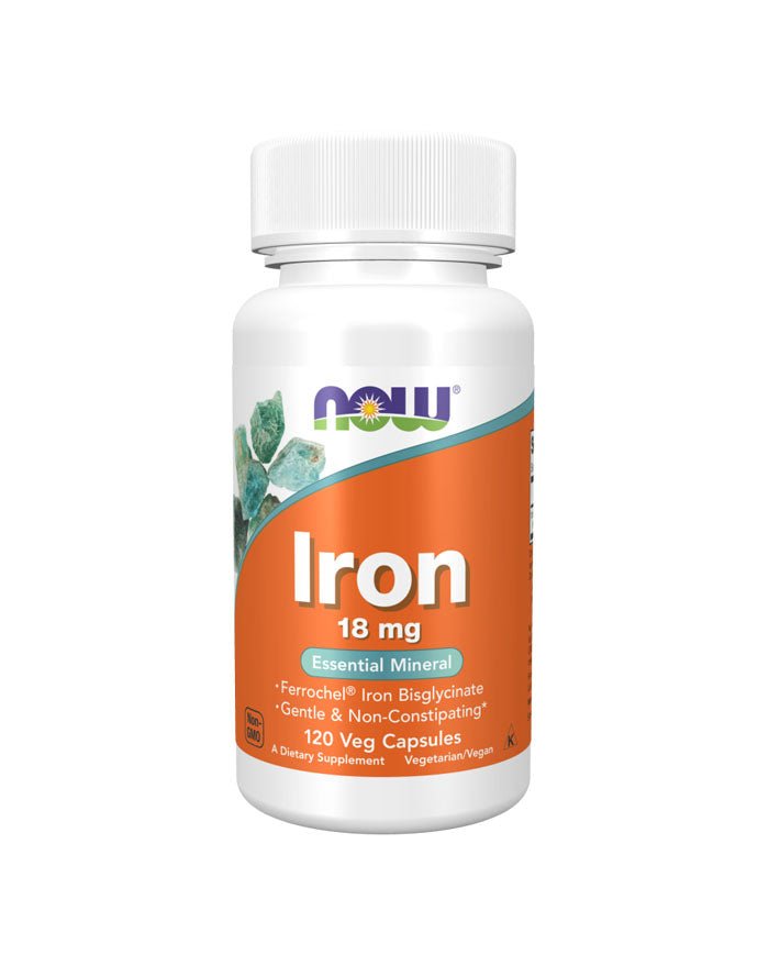 Iron 18mg frente - 120 Cápsulas - Now Foods - naturvida.pt