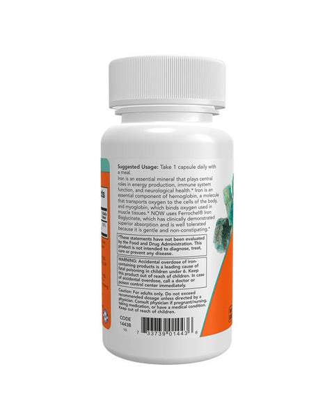 Iron 18mg lateral - 120 Cápsulas - Now Foods - naturvida.pt