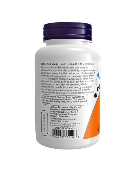 L-Lisina 500 mg - 100 Cápsulas - Now Foods
