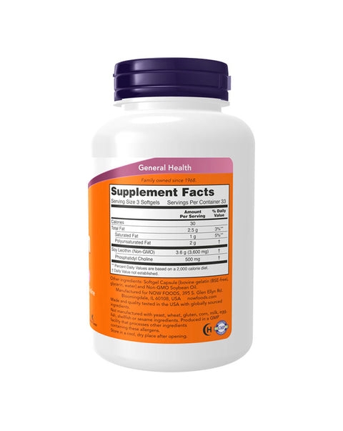 Lecitina de Soja 1200 mg - 100 Cápsulas - Now Foods