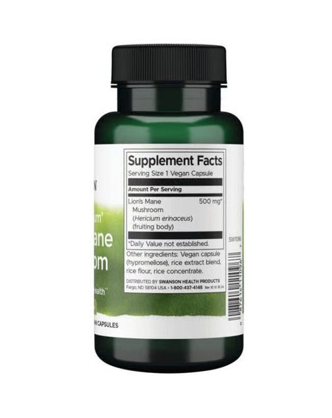 Lion's Mane Mushroom (Juba de Leão) - 60 Cápsulas - Swanson - naturvida.pt