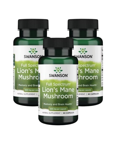 Lion's Mane Mushroom (Juba de Leão) - Pack 3x60 Cápsulas - Swanson - naturvida.pt