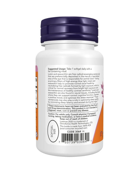 Lutein & Zeaxanthin - 60 Cápsulas - Now Foods - naturvida.pt