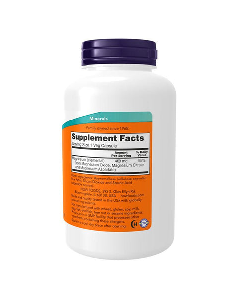 Magnesium 400mg - 180 Cápsulas - Now Foods - naturvida.pt