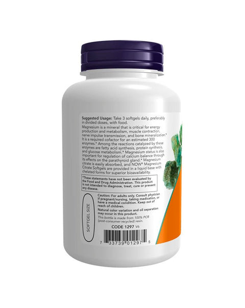 Magnesium Citrate lateral - 90 Cápsulas - Now Foods - naturvida.pt