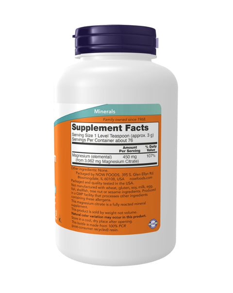 Magnesium Citrate Pure Powder - 227 grs - Now Foods