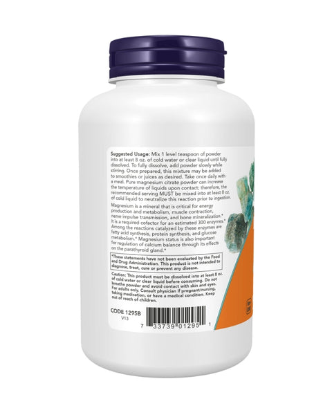 Magnesium Citrate Pure Powder - 227 grs - Now Foods - naturvida.pt