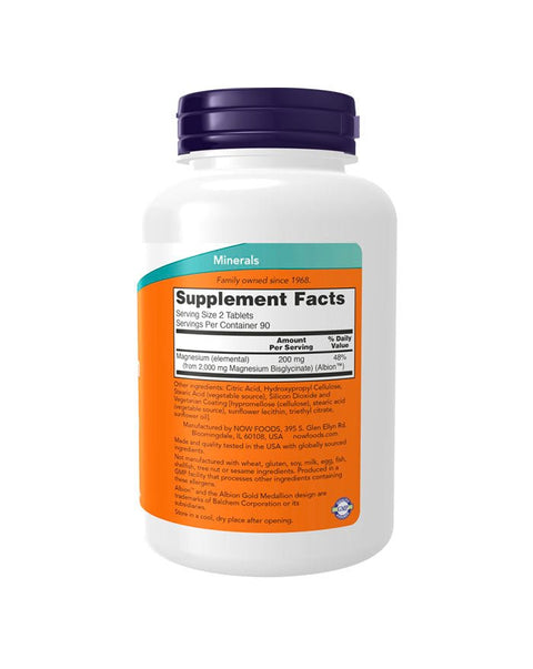 Magnesium Glycinate - 180 Comprimidos - Now Foods - naturvida.pt