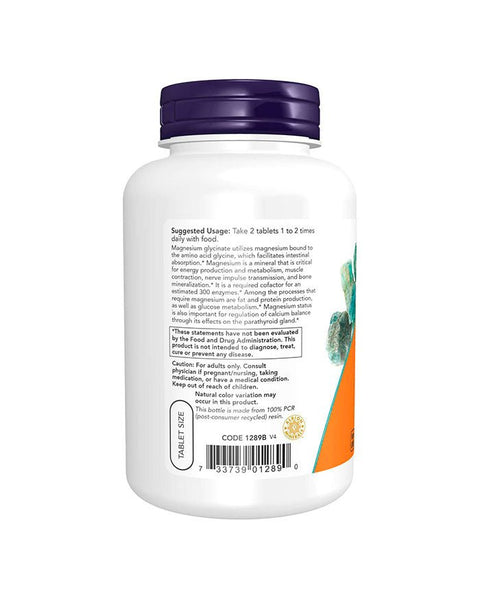 Magnesium Glycinate - 180 Comprimidos - Now Foods - naturvida.pt