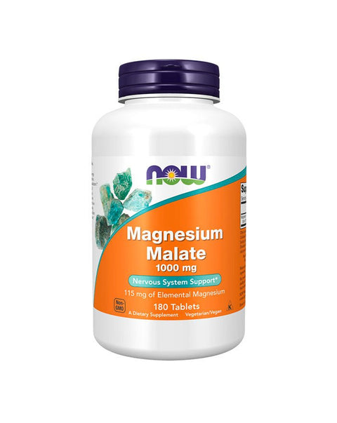 Magnesium Malate frente 1000mg - 180 Comprimidos - Now Foods - naturvida.pt