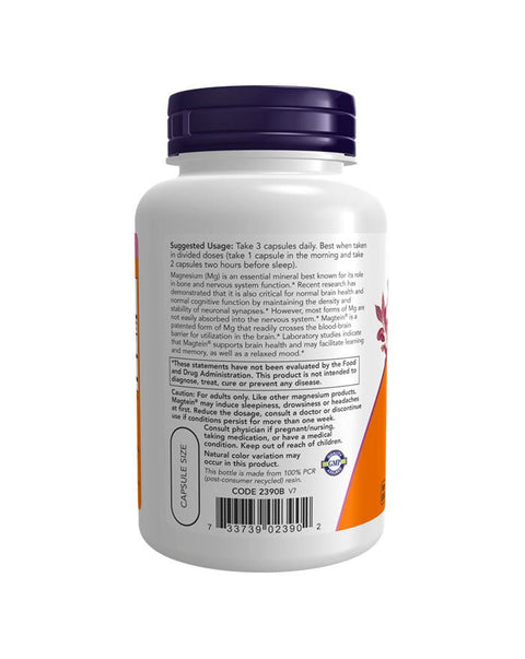 Magtein (L-Treonato de Magnésio) - 90 Cápsulas - Now Foods - naturvida.pt