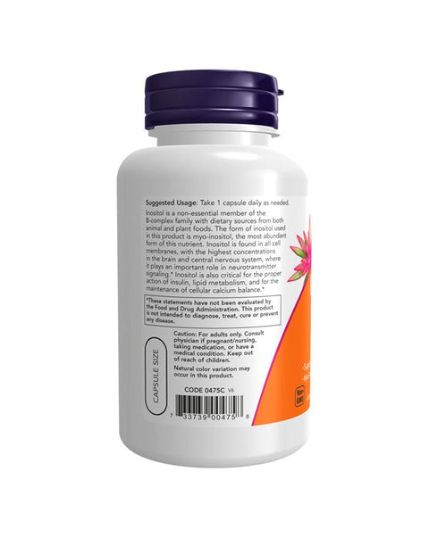 Mio - Inositol 500mg lateral - 100 Cápsulas - Now Foods - naturvida.pt
