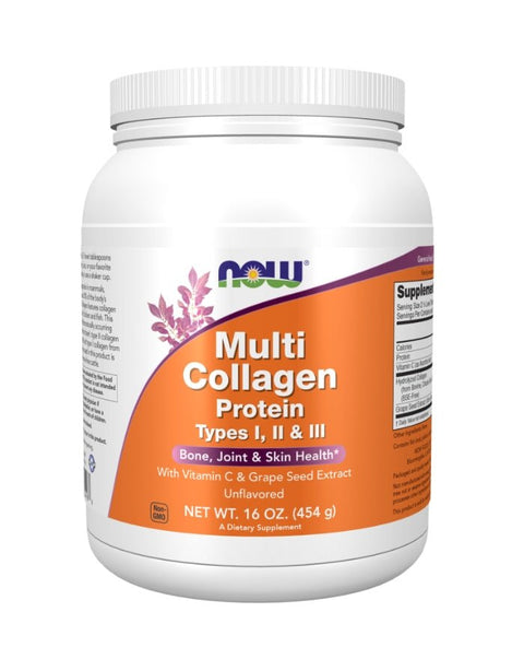 Multi Collagen Protein Types I, II & III Powder frente - 454 grs - Now Foods - naturvida.pt