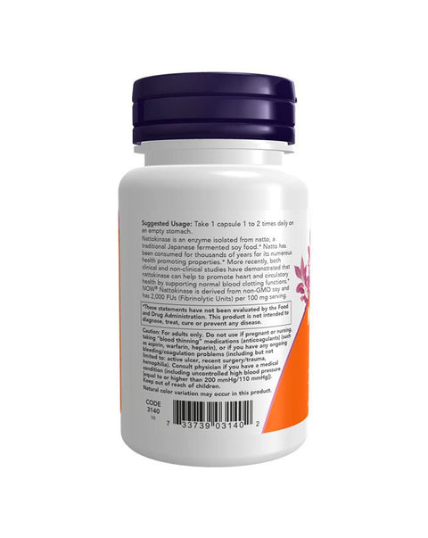 Nattokinase 100mg - 60 Cápsulas - Now Foods - naturvida.pt