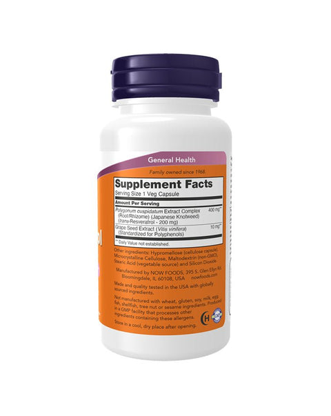 Natural Resveratrol 200mg - 60 Cápsulas - Now Foods - naturvida.pt