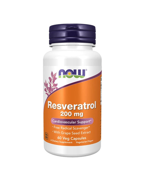 Natural Resveratrol 200mg - 60 Cápsulas - Now Foods - naturvida.pt