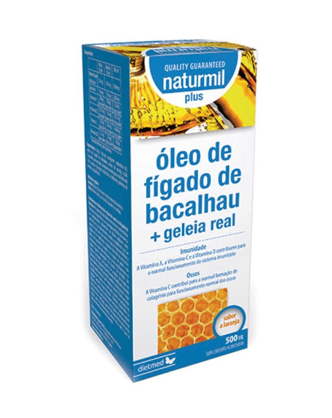 Óleo de Fígado de Bacalhau com Geleia Real - 500ml - Naturmil - naturvida.pt