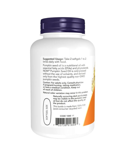 óleo de sementes de abóbora 1000mg - 100 Cápsulas - Now Foods - naturvida.pt