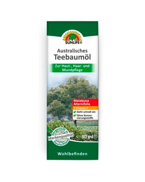 Óleo de Tea Tree Australiano 100% Puro c/ Vitamina E - 30 ml - Sunlife - naturvida.pt