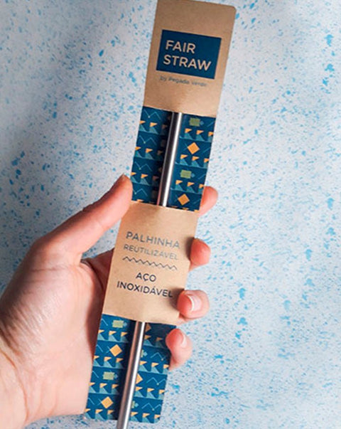 Palhinha Reutilizável Inox c/ Escovilhão Fairstraw - naturvida.pt