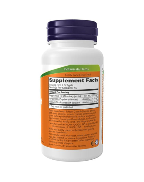 Peppermint Gels (Óleo de Hortelã-Pimenta com Gengibre e Funcho) - 90 Cápsulas - Now Foods - naturvida.pt