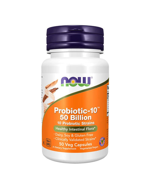 Probiotic-10 50 Billion frente - 50 Cápsulas - Now Foods - naturvida.pt