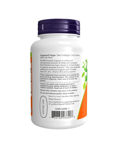 Prostate Support lateral - 90 Cápsulas - Now Foods - naturvida.pt