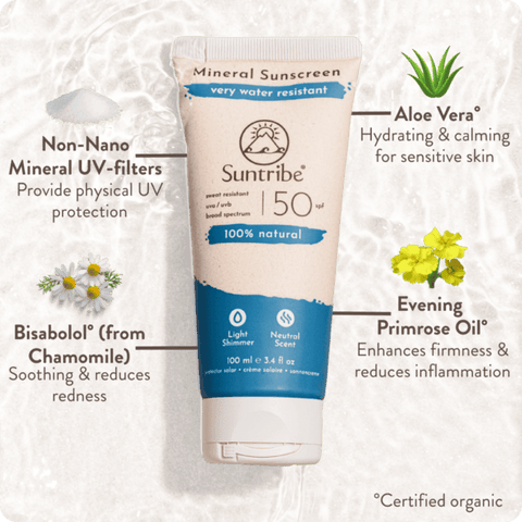 Protetor Solar Mineral Natural SPF 50 - 100 ml - Suntribe - naturvida.pt