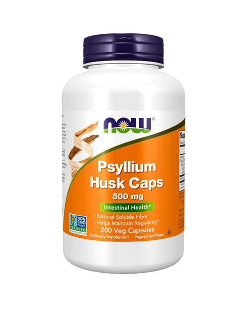 Psyllium Husk - 500mg - 200 Cápsulas - Now Foods - naturvida.pt