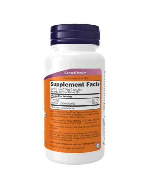 Quercitina com Bromelaína - 120 Cápsulas - Now Foods - naturvida.pt