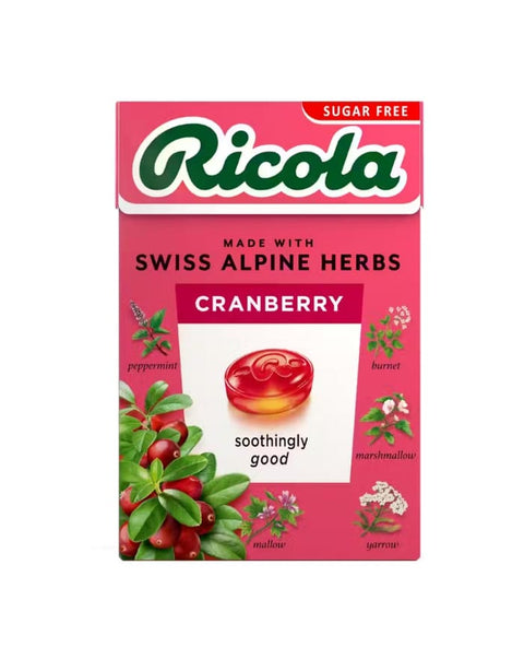Rebuçados de Ervas Suiças Sabor Arando Vermelho - 50g - Ricola