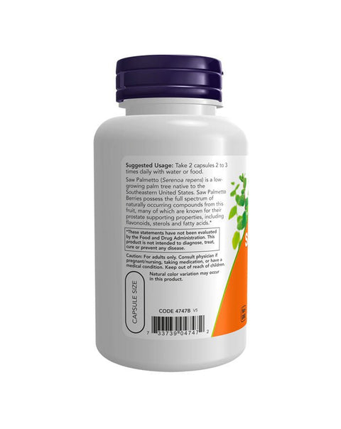Saw Palmetto Berries 550mg - 100 Cápsulas - Now Foods - naturvida.pt