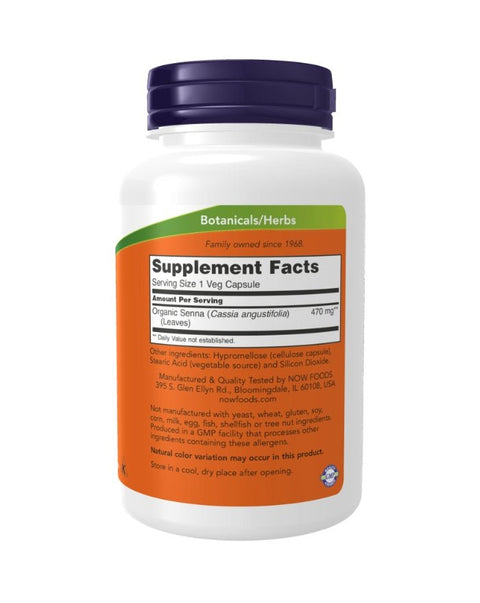 Senna Leaves 470mg - 100 Cápsulas - Now Foods - naturvida.pt