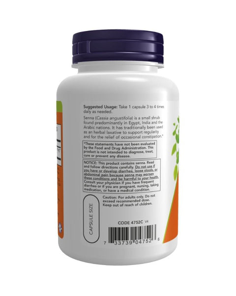 Senna Leaves 470mg - 100 Cápsulas - Now Foods - naturvida.pt