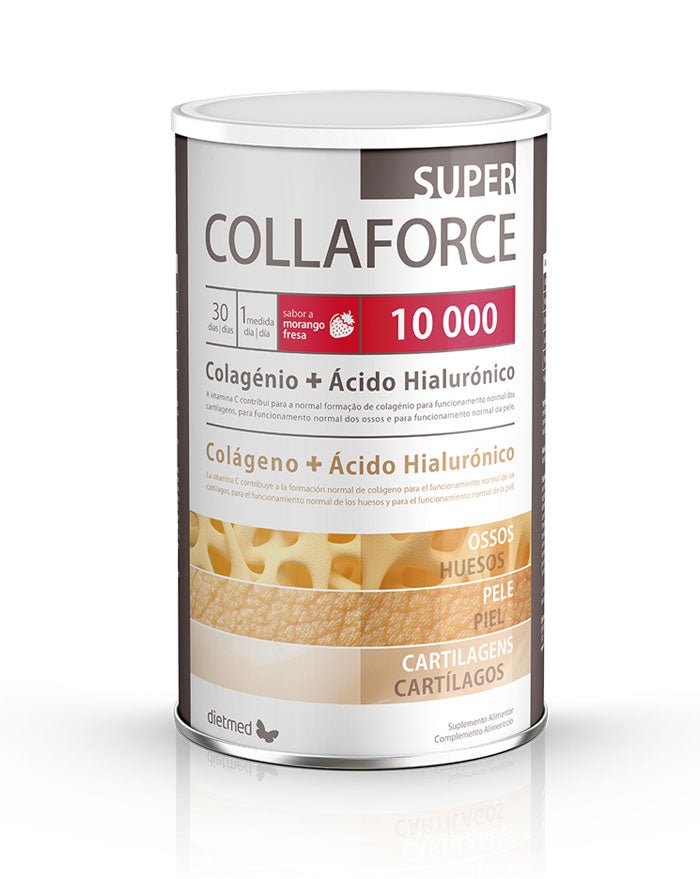 Super Collaforce 10000mg Colagénio + Ácido Hialurónico - Sabor a Morango - 450 grs - Dietmed - naturvida.pt