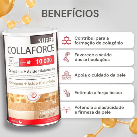 Super Collaforce 10000mg - Sabor a Morango - Pack 3x450 grs - Dietmed - naturvida.pt