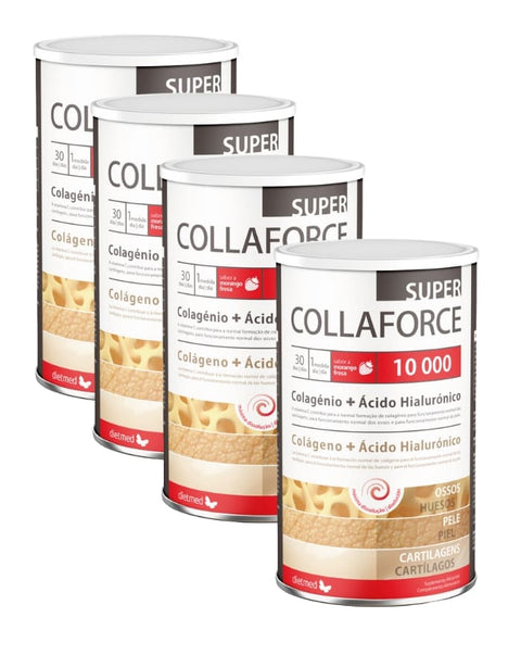 Super Collaforce 10000mg - Sabor a Morango - Pack 4x450 grs - Dietmed - naturvida.pt