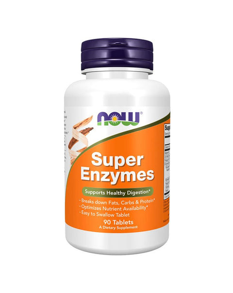 Super Enzymes - 90 Comprimidos frente - Now Foods - naturvida.pt