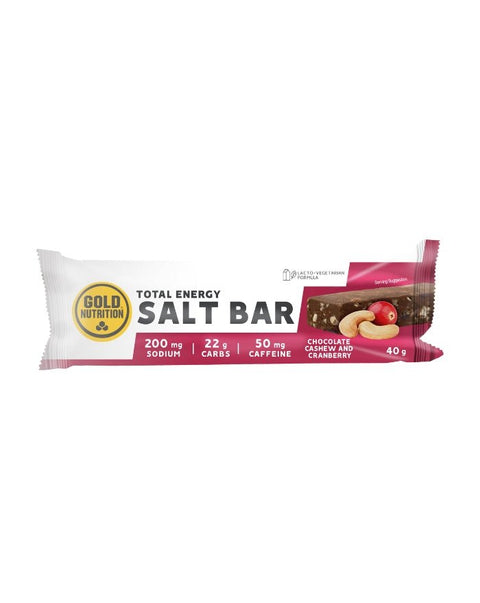 Total Energy Salt Bar Chocolate, Caju e Arando - 40g - Gold Nutrition - naturvida.pt