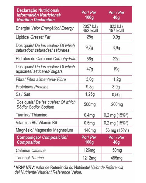 Total Energy Salt Bar Chocolate, Caju e Arando - Caixa 15uni x 40g - Gold Nutrition - naturvida.pt