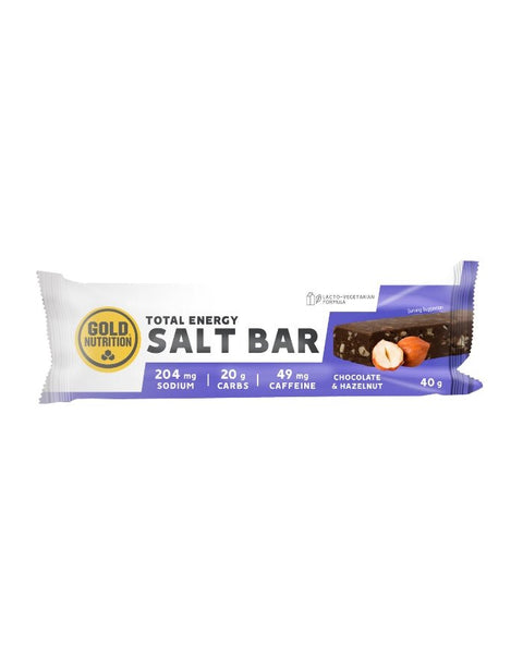 Total Energy Salt Bar Chocolate e Avelã - Caixa 15uni x 40g - Gold Nutrition - naturvida.pt