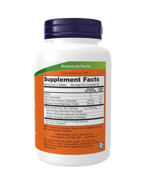 Triphala 500mg - 120 Comprimidos - Now Foods - naturvida.pt