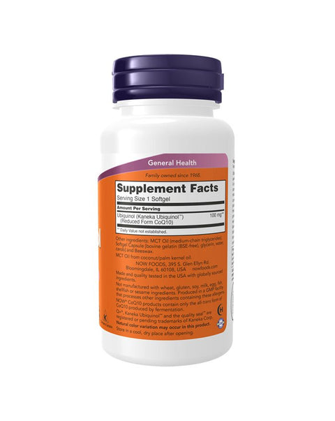 Ubiquinol 100mg - 60 Cápsulas - Now Foods - naturvida.pt