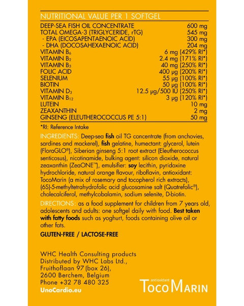 UnoCardio Active Mind + Vision Complex atras - 30 Cápsulas - WHC Labs - naturvida.pt