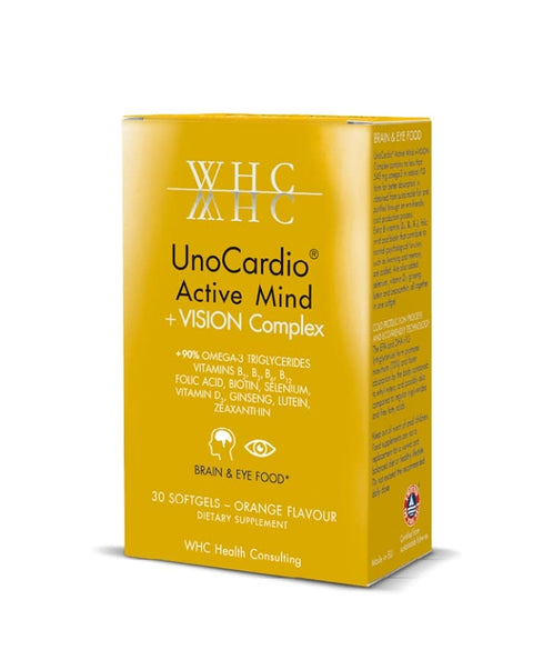 UnoCardio Active Mind + Vision Complex frente - 30 Cápsulas - WHC Labs - naturvida.pt