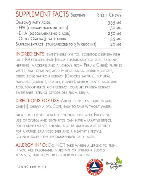 UnoCardio Saffron - 30 Drageias Mastigáveis - WHC Labs