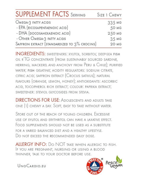 UnoCardio Saffron - 30 Drageias Mastigáveis - WHC Labs - naturvida.pt