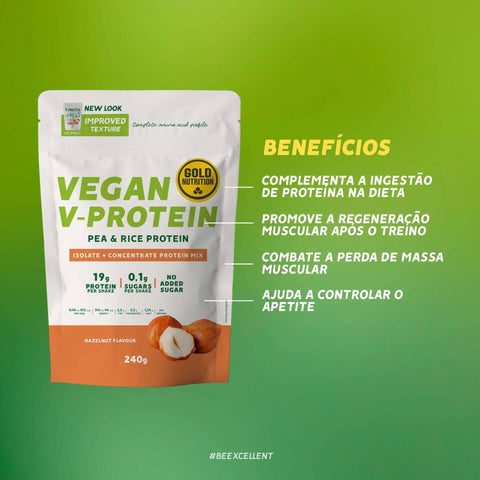 V - Protein Avelã - 240 grs - Gold Nutrition - naturvida.pt