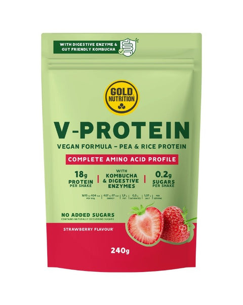 V - Protein Morango - 240 grs – Gold Nutrition - naturvida.pt